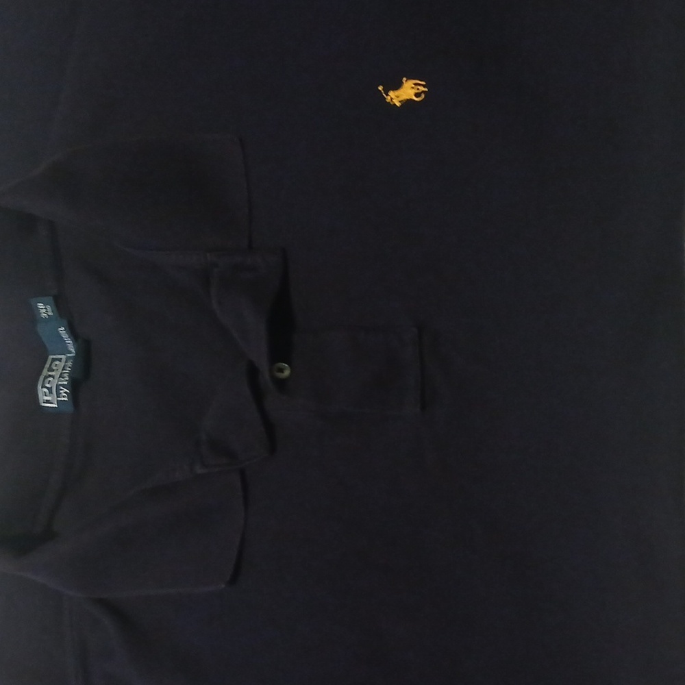 Polo by Ralph Lauren Men's Dark Polo Shirt with Yellow Logo